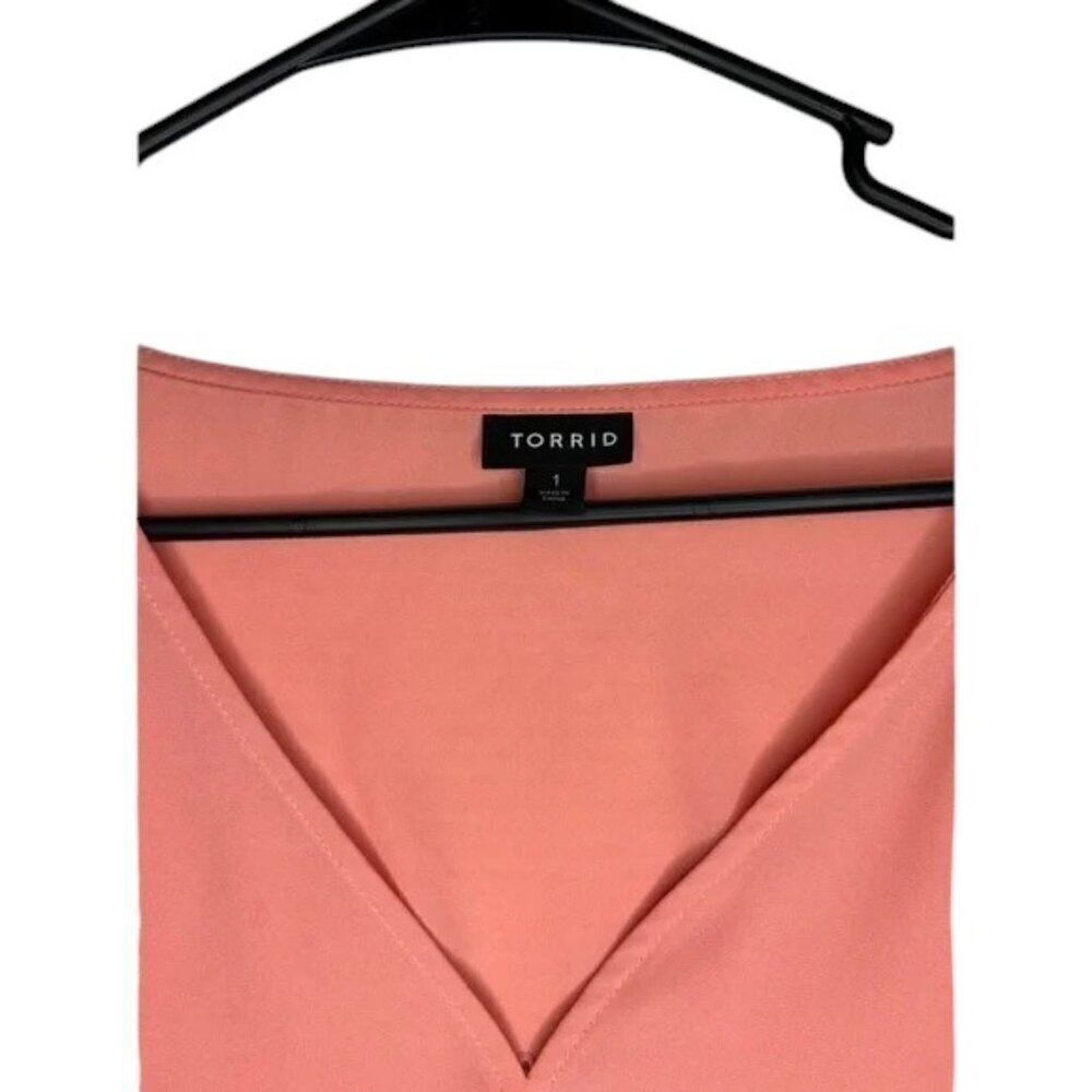 Torrid Pink Blouse Ruffle Sleeve Size 1 - Picture 3 of 3